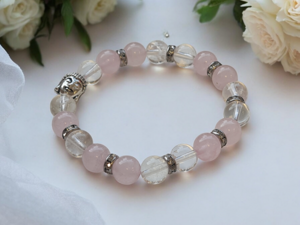 Bracelet quartz rose cristal de roche anti stress